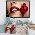 thumbnail image 3 of Designart 'Girl With Red Lipstick Holding A Rose In Mouth' Modern Framed Art Print, 3 of 4
