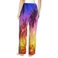 thumbnail image 3 of Goofa Palm Trees at Sunset Printed Soft Pajama Pants for Women, Wide Leg Comfy Casual Lounge Yoga Pants-Small, 3 of 9