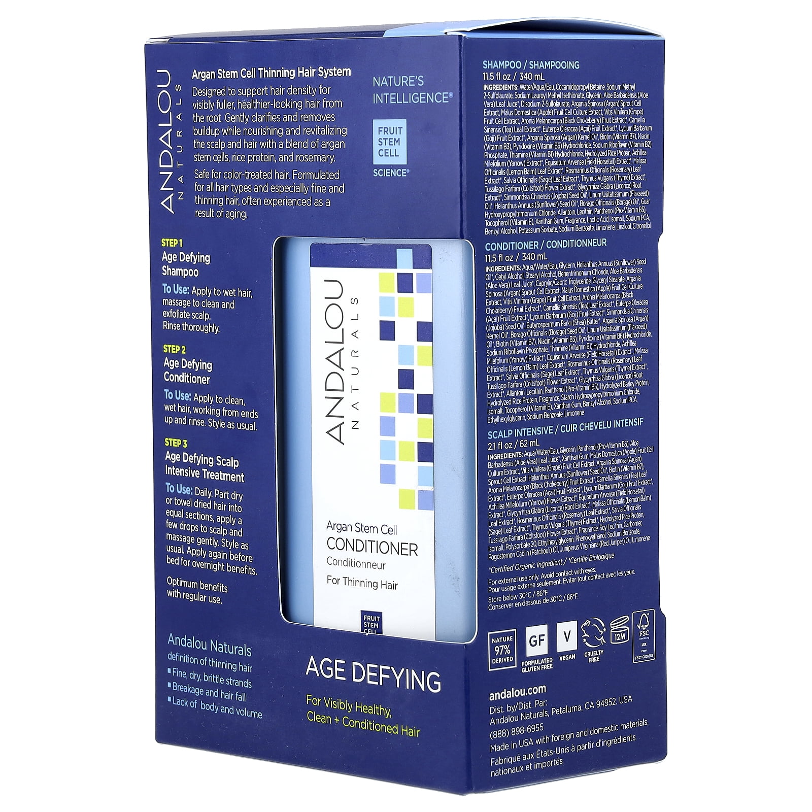Andalou Naturals - Argan Stem Cell Age Defying Thinning Hair System Kit - 3 Piece(s)