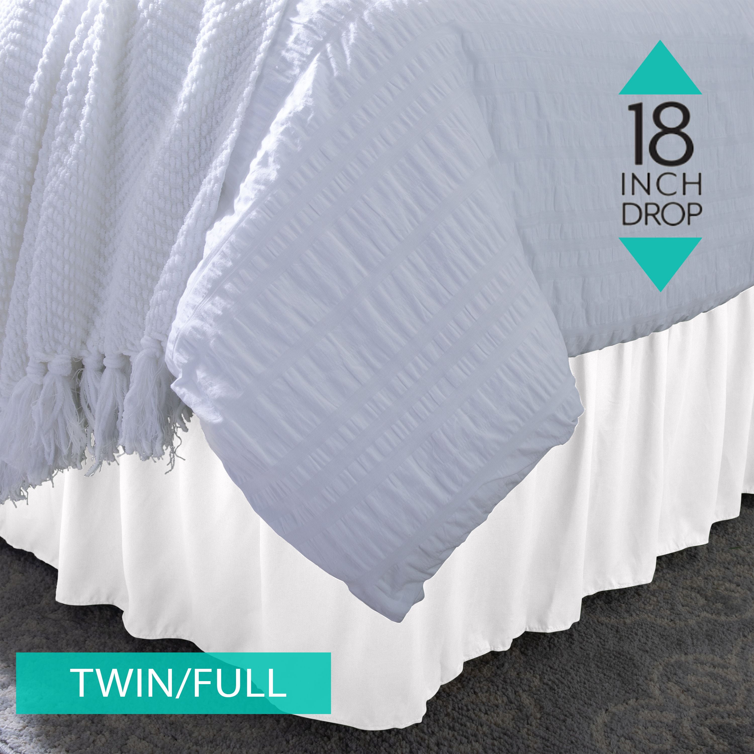 Home Details 18" Drop Wrap Around Bed Ruffle Twin/Full in White (78x54x18)