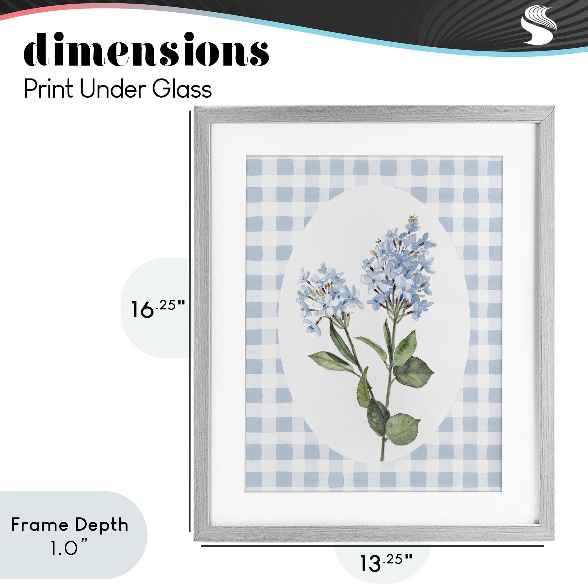 Stupell Industries Blue Checkered Blooms Gray Framed Print Under Glass, design by Lanie Loreth