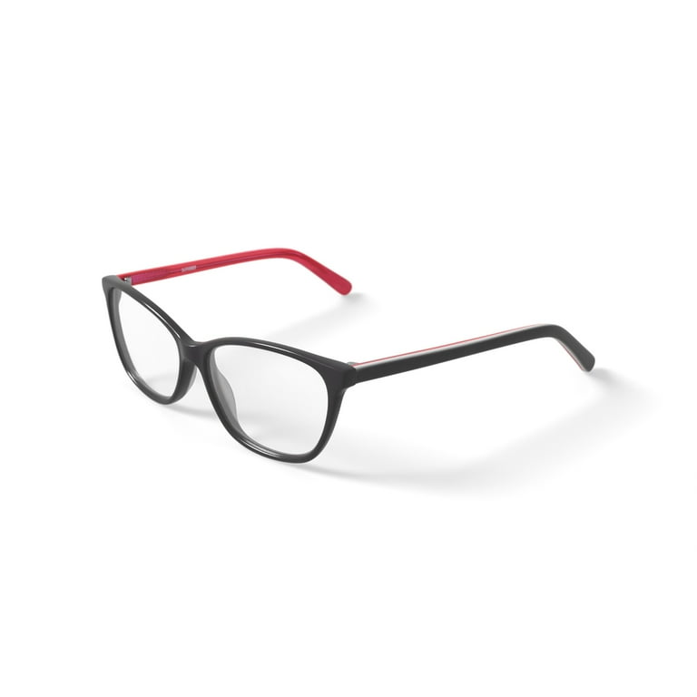 Walmart Women’s Rectangular Eyeglassess, FM17238, Black/Red, 54-14-140