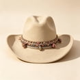 thumbnail image 5 of XIAOCHA Women's Solid Wide Brim Cowboy Hat Rodeo Cattleman Wide Brim Western Hat Farm Western Cowgirl Hat,Beige, 5 of 5