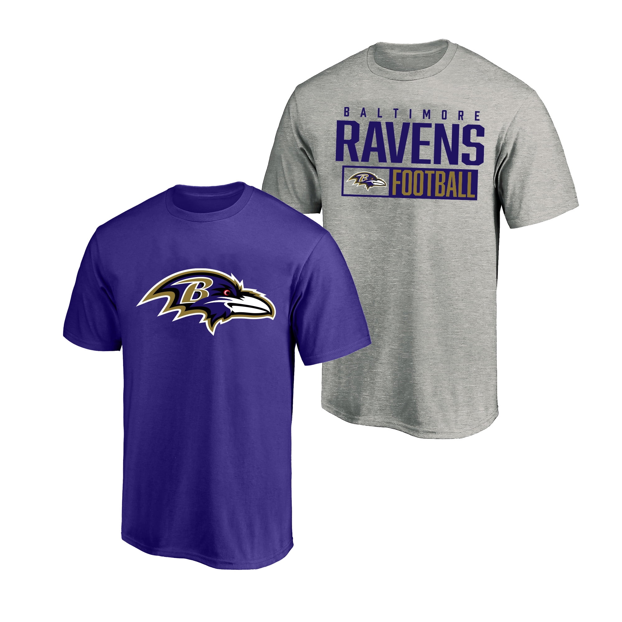Men's Fanatics Heather Gray/Purple Baltimore Ravens Big & Tall 2-Pack T-Shirt Set