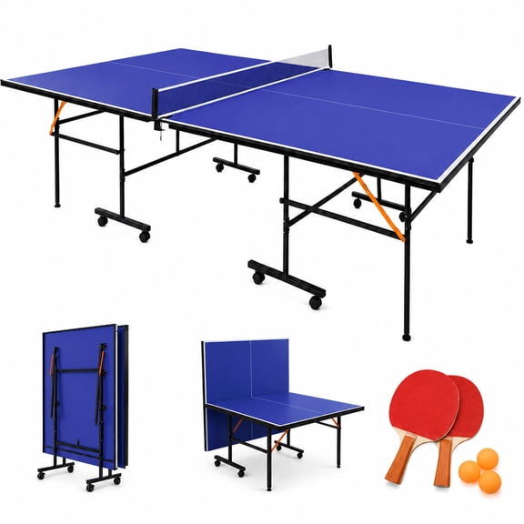 Mesa Ping Pong Plegable Profesional Centurfit Ruedas Tablero MDF Estructura Acero Red 2 Paletas 3 Pelotas Interior Exterior Hogar Escuela Club Oficina Recreacion
