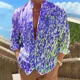 thumbnail image 1 of Camisa de hombre con estampado 3D de grafiti multicolor, cuello alto, manga larga, informal, holgada, para uso diario, talla grande XS-6XL, entrega rápida, 1 of 6