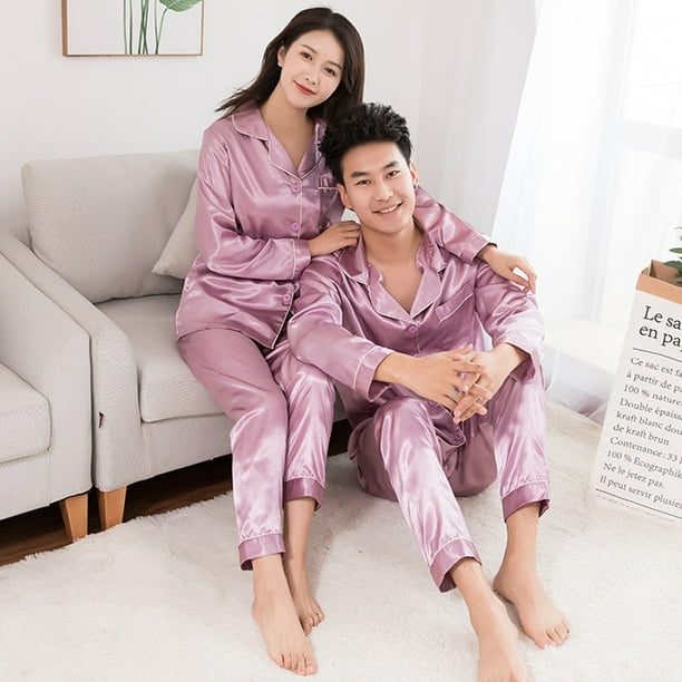 Silk Pajama Sets Couples, Satin Pyjamas Couple Pajama