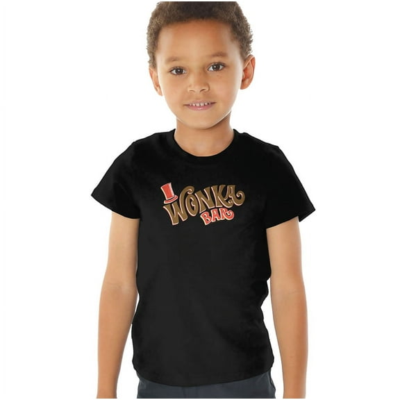 Willy Wonka And The Chocolate Factory Wonka Bar Kids T Shirt (3) for Youth Toddler Boys and Girls, Black