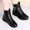 thumbnail image 2 of Tuphregyow Warm Winter Women's Ankle Boots with Low Chunky Heels, Classic Round Toe, and Side Zipper Closure Black 36, 2 of 9