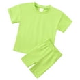 thumbnail image 4 of Girls Summer Clothes Size 10 12 2-3 Years Girls Outfits Short Sleeve Solid Color Round Neck T Shirt Shorts 2 Pieces Sweatsuit Lovely Daily Wear Black, 4 of 9
