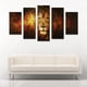 thumbnail image 2 of Cuadro Decorativo León De Fuego Juego De 5 Piezas 150x80cm Ideal Para Sala Oficina Recámara Decoración Moderna, 2 of 5