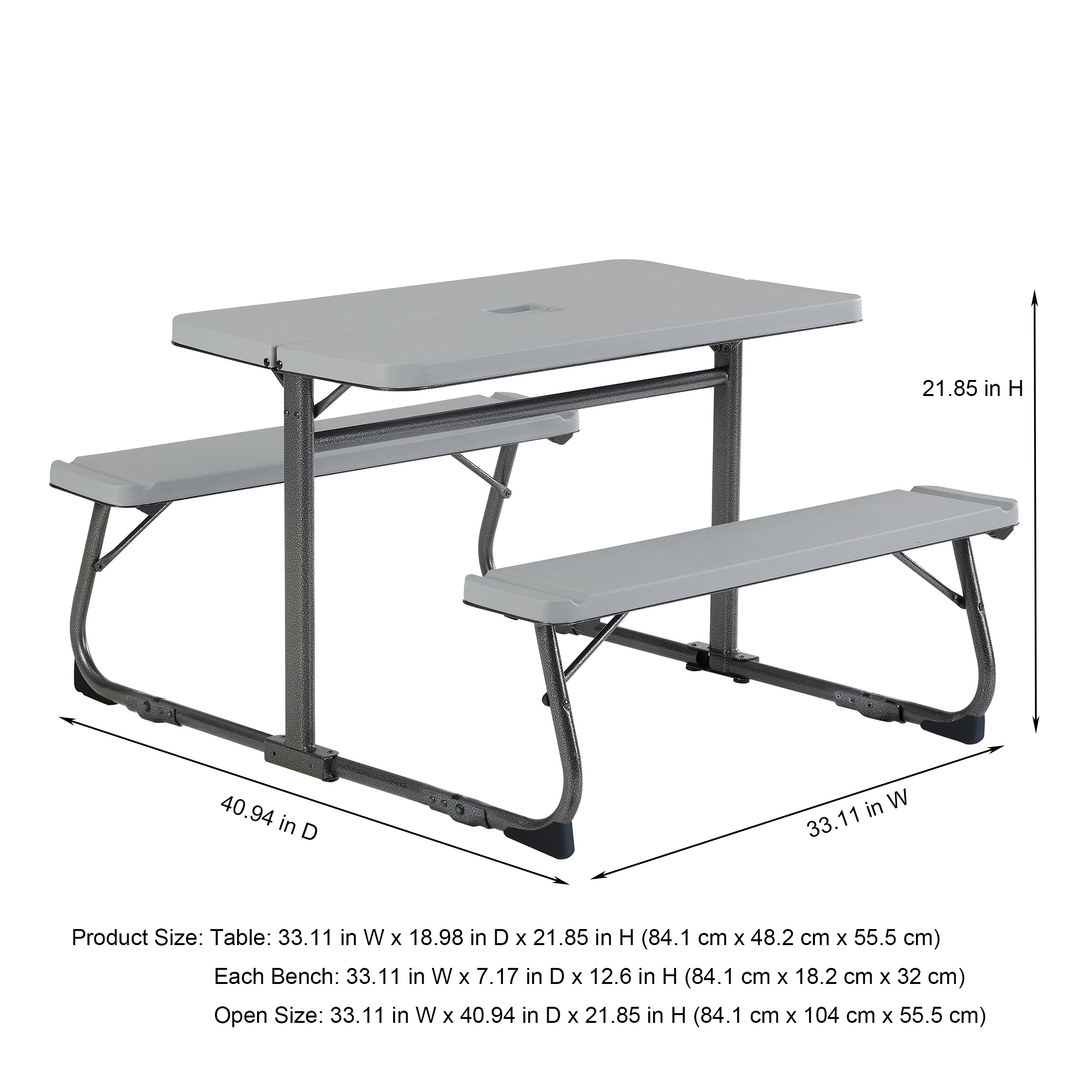 Mainstays Kids Folding Activity Table and Bench Set, Gray photo 8