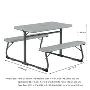 Your Zone Kids Activity Table & Bench Set – Folding Play Table for Crafts, Homework, Homeschool & Playrooms, Ages 3–8, Gray