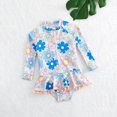 thumbnail image 2 of Fesfesfes Toddler Bathing Suits Beachwear Girls' Floral Long Sleeve Half Zip Skirt Style Fashion Triangular Swimsuit Lightweight,Trendy,and for Every Water(Blue,18 Months), 2 of 6