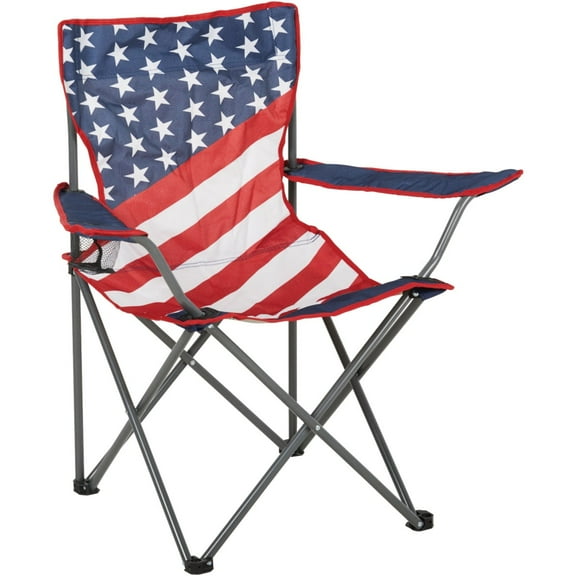 Outdoor Expressions American Flag Foldable Camping Chair, Red/White/Blue