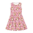 thumbnail image 3 of FOR U DESIGNS Corgi Dog Sleeveless Skater Dress for Girls Comfy Pink Girls Summer Swing Party Dresses Softy Tank Dress Loose High Waistline Midi Sundress Size 9-10, 3 of 6