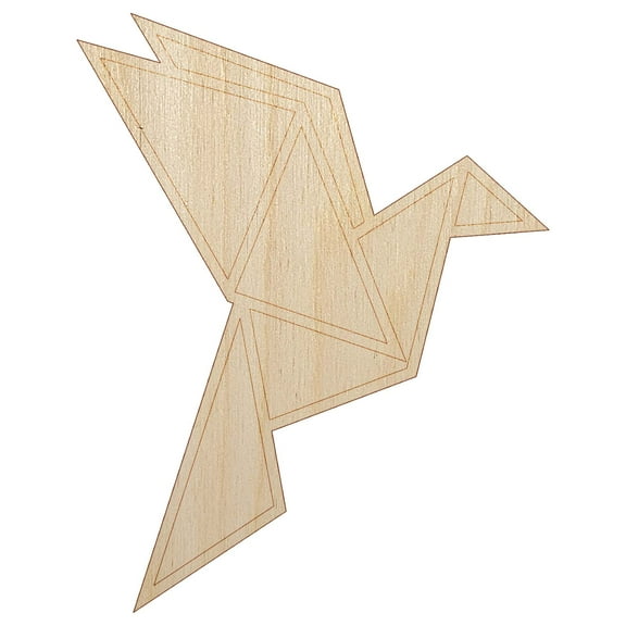 Origami Paper Bird Wood Shape Unfinished Piece Cutout Craft DIY Projects - 4.70 Inch Size - 1/8 Inch Thick