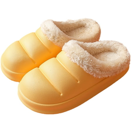 

Winter Slippers Thick Waterproof: Nonslip Unisex Slip-on Slippers House Shoes