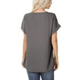 thumbnail image 5 of KOGMO Womens Short Sleeve V Neck Solid Woven Top Tee (S-3X), 5 of 6