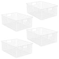 thumbnail image 2 of mDesign Metal Wire Food Organizer Basket, Built-In Handles, 4 Pack, White, 2 of 7