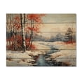 thumbnail image 3 of Designart "Frozen River in the Winter Landscape I" Landscapes Print on Natural Pine Wood, 3 of 5
