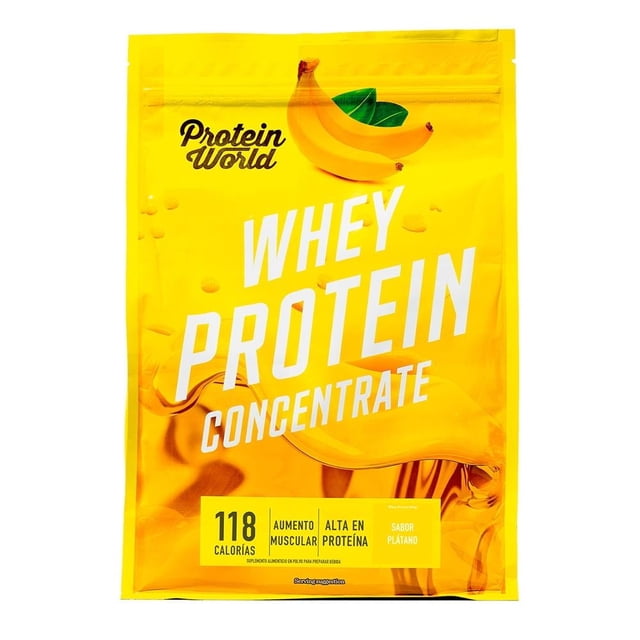 Suplemento Protein World Whey Concentrate Plátano 900 g