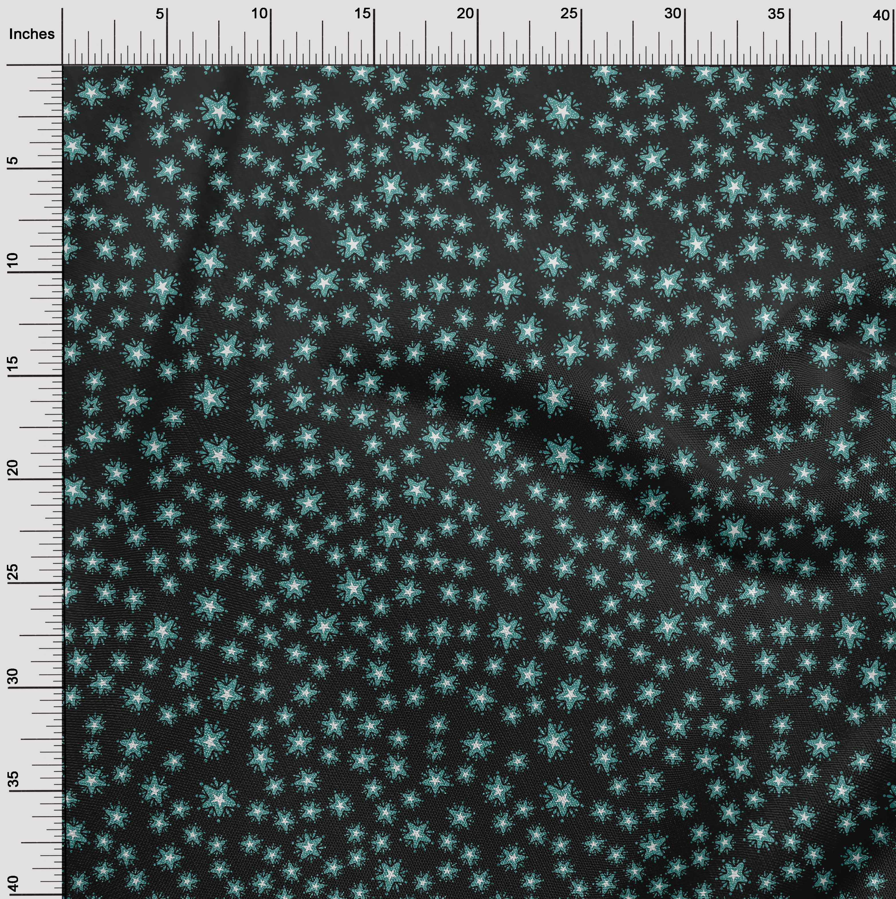 oneOone Cotton Jersey Black Fabric Star Christmas Sewing Material Print Fabric By The Yard 58 Inch Wide