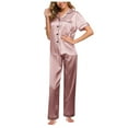 thumbnail image 7 of Summer Savings Clearance Women's Pajama Set, 2 Piece Lounge Outfits V Neck Y2K Sleep Set Fall Long Sleeve Long Pants With Pockets Pjs Set, 7 of 7