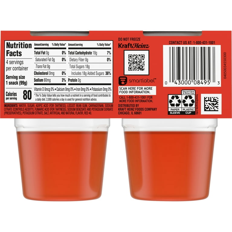 Kool-Aid Gels Tropical Punch Jell-O Gelatin Snacks, 4 Ct Cups