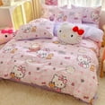 thumbnail image 3 of Sanrio Hello Kitty Bedding Set Cute Cotton Four Piece Double Queen Size  Bed Linens Pillowcase Girl Dorm Bedclothes Home Textile, 3 of 9