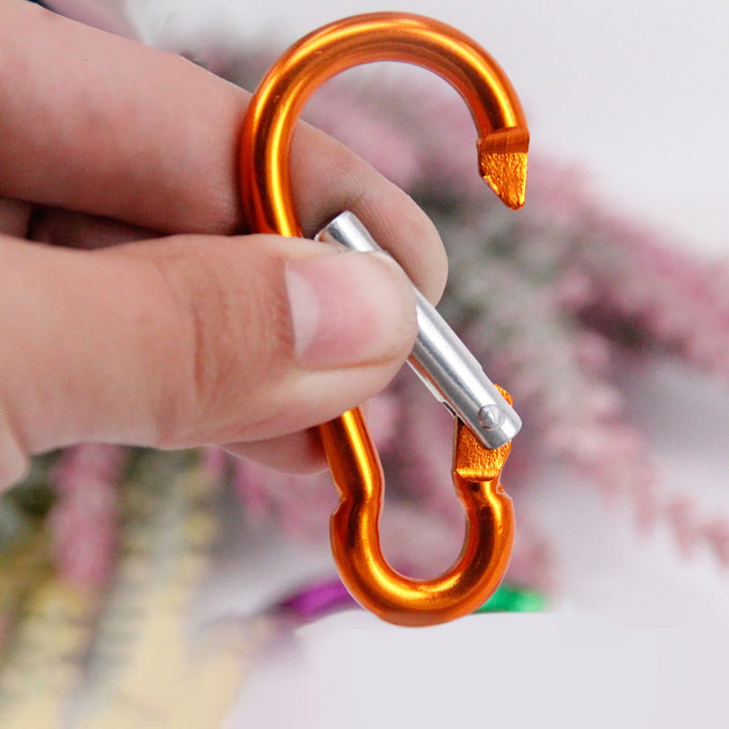 Foroner 1Pcs Aluminum Snap Hook Carabiner D-Ring Key Chain Clip Keychain Hiking Camp Light Fixed Buckle 