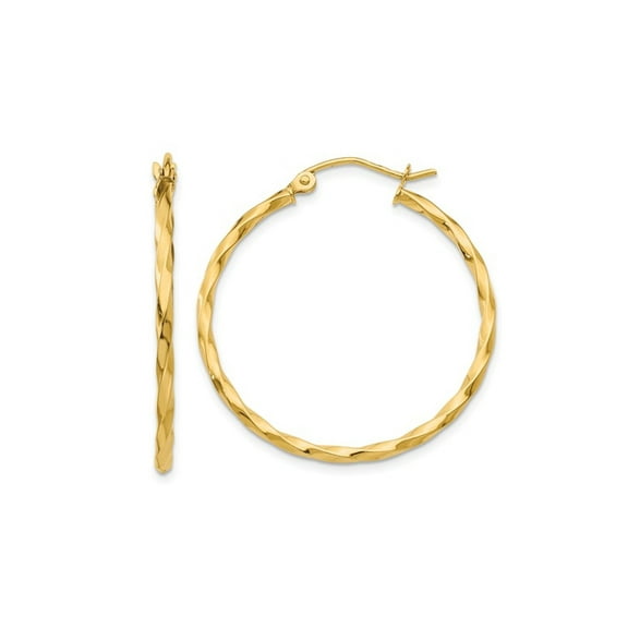 Gem & Harmony Large Twist Hoop Earrings in 14K Yellow Gold 1 1/4 inch (2.00 mm) for Women