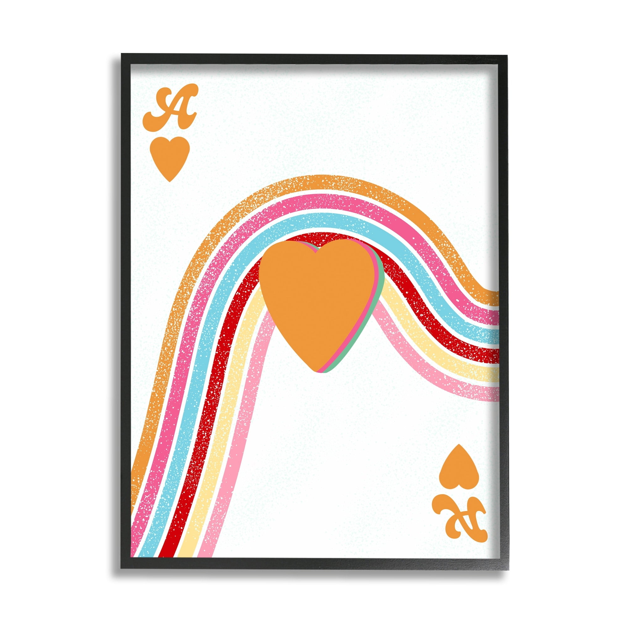 Stupell Industries Ace Of Hearts Rainbow Shapes Religious Painting White Framed Art Print Wall Art