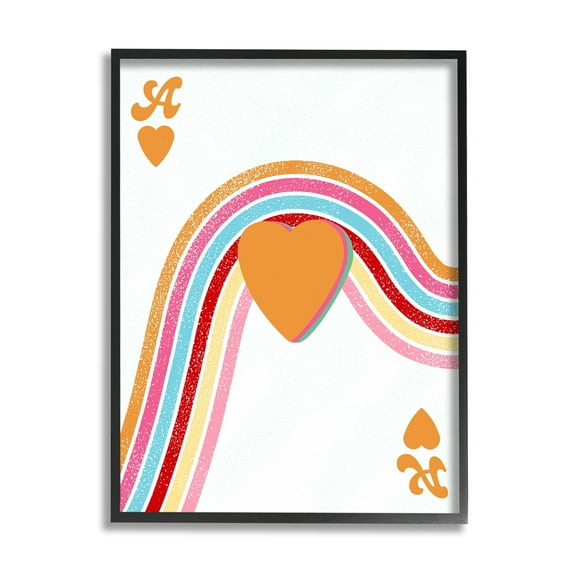 Stupell Industries Ace Of Hearts Rainbow Shapes Religious Painting Black Framed Art Print Wall Art