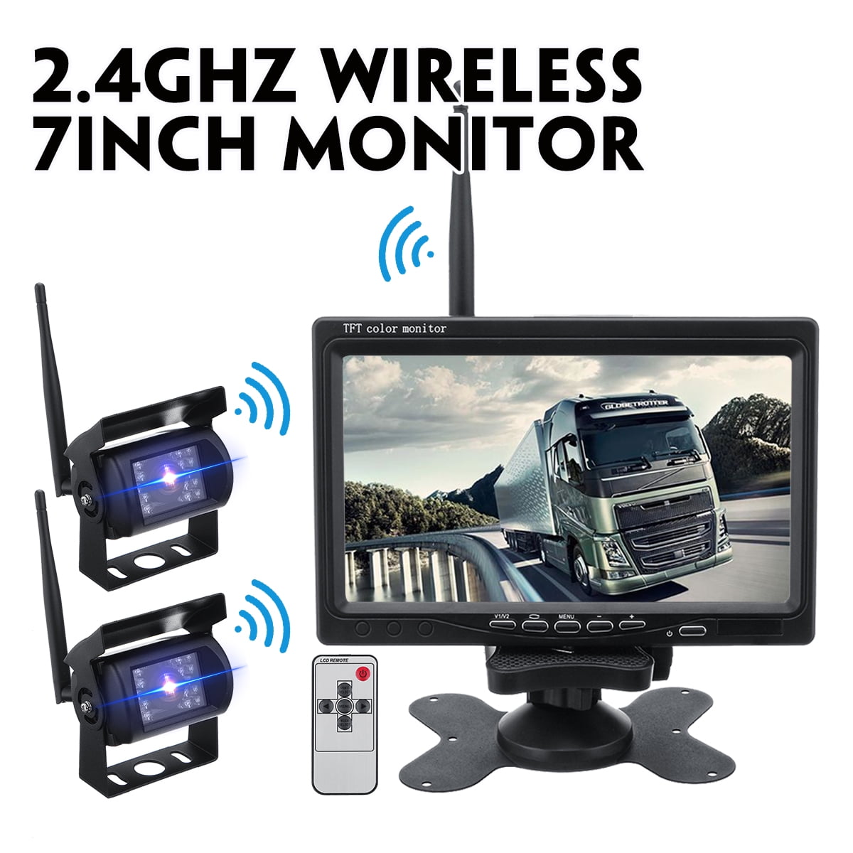Wireless IR Rear View Backup Camera Night Vision System 7" Monitor For