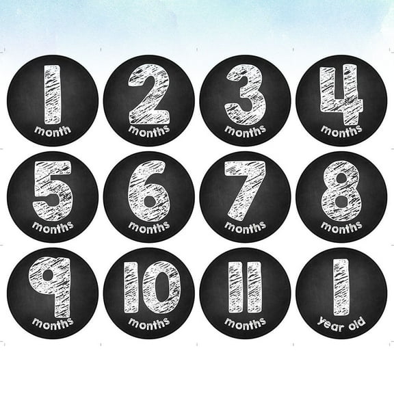 Kitandove 12Pcs Baby Monthly Decal 3.9x3.9in for Birthday Stickers and Monthly Labeling
