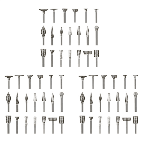 Stone Carving Set Diamond Burr Bits,60PCS Polishing Kits Tools Accessories with 1/8 Inch for Carving