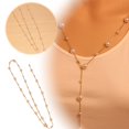 thumbnail image 4 of Collar super largo con colgante en forma de Y y perlas, ligero y elegante para mujer, 4 of 7