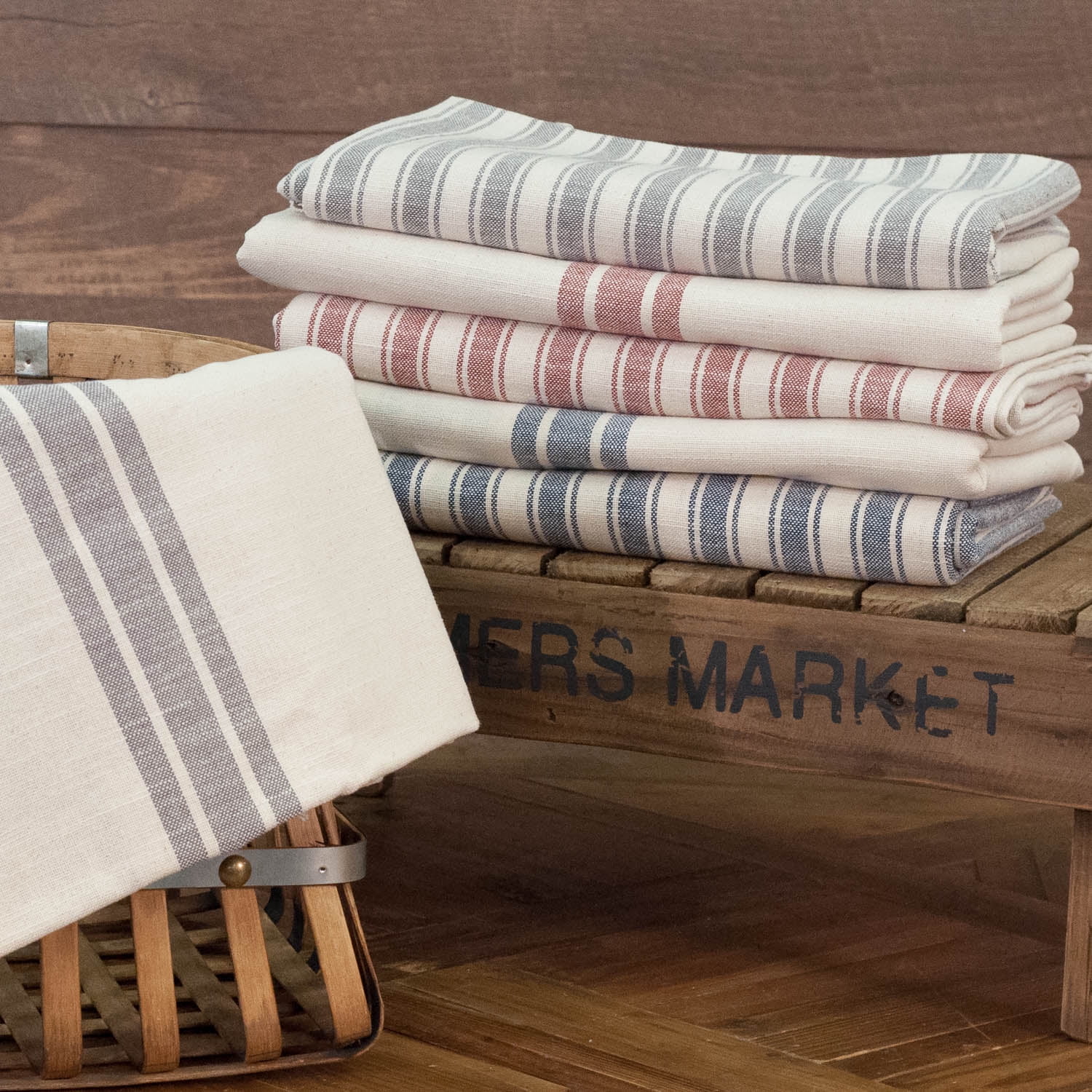 Piper Classics Market Place Gray Grain Sack Stripe Bulk Yardage,Three Yards, 108" x 110" Wide