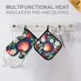 thumbnail image 4 of Yayeee Oven Mitts and Pot Holder Set of 2 Heat Resistant Kitchen Gloves Baking Hot Pad, Blue Apple Pattern, 4 of 5