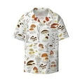 thumbnail image 4 of Uemuo Mushrooms And Butterflies Pattern Cotton Linen Short Sleeve Shirts,Casual Lightweight Button Down Shirts,Vacation Beach Summer Tops-, 4 of 7
