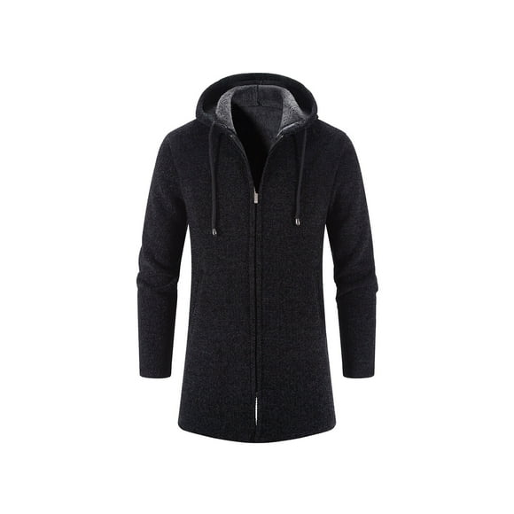 Nouvelle Veste Cardigan Tricotée à Capuche Décontractée Longue d'Automne pour Hommes