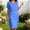 Blue, variant on Women's Tiered Chiffon Midi Dress, Round Neck Short Sleeve Layered Sheath Dress, Wedding Guest & Party Dress, 4 Colors, Sizes S-XXL