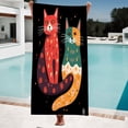thumbnail image 4 of Vibrant Colorful Cats Beach Towel - Stylish Red & Green Pattern Perfect for Pool Travel and Bathing - Eye-Catching Design, 4 of 6