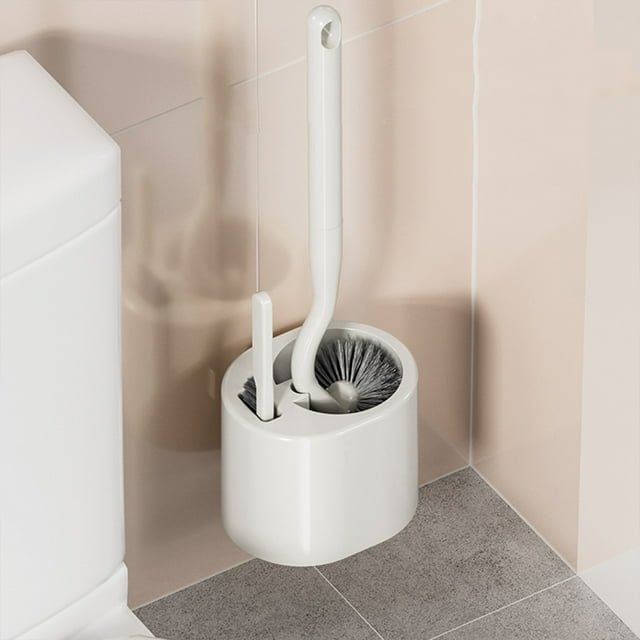Brosse de Toilette avec Poils Durs Kit de Nettoyage de Salle de Bain Brosse de Cuvette Moderne et Compacte Brosse de Nettoyage de Toilette Manche Long Poils pour Salle de Bain