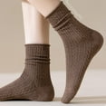 thumbnail image 6 of Tao Tao Womens Crew Socks, Casual Knit Cotton Comfy Breathable Cool Dress Socks for Girls Brown Free Size, 6 of 6