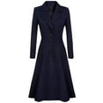 thumbnail image 1 of Womens Winter Lapel Button Long Trench Coat Jacket Ladies Overcoat Outwear, 1 of 3