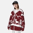 thumbnail image 5 of Goofa Christmas Buffalo Plaid Printed Women's UPF 50+ Sun Protection Hoodie Jacket Lightweight Long Sleeve Sun Shirt for Women with Pocket Hiking Outdoor-Large, 5 of 9