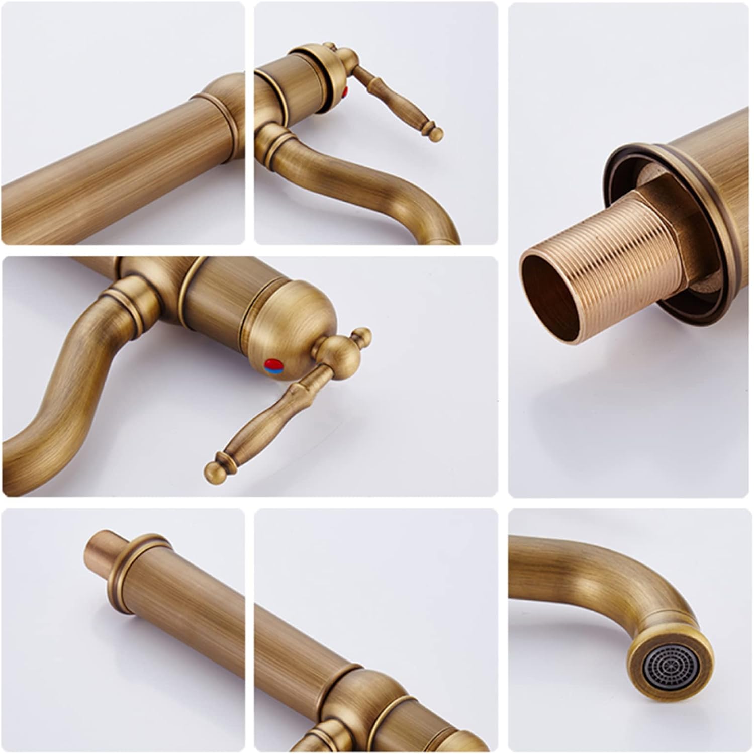 Vintage Bathroom Faucet, 360 Degree Swivel Spout Bathroom Sink Faucet, Cold/Hot Water Basin Tap, Bathroom Sink Faucet Single Handle, High