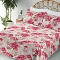 thumbnail image 3 of Ambesonne Pink Roses Fitted & Flat Sheet with Shams 4 Pcs Set, Romantic Spring Blooms, Queen, Magenta Blush Khaki, 3 of 5